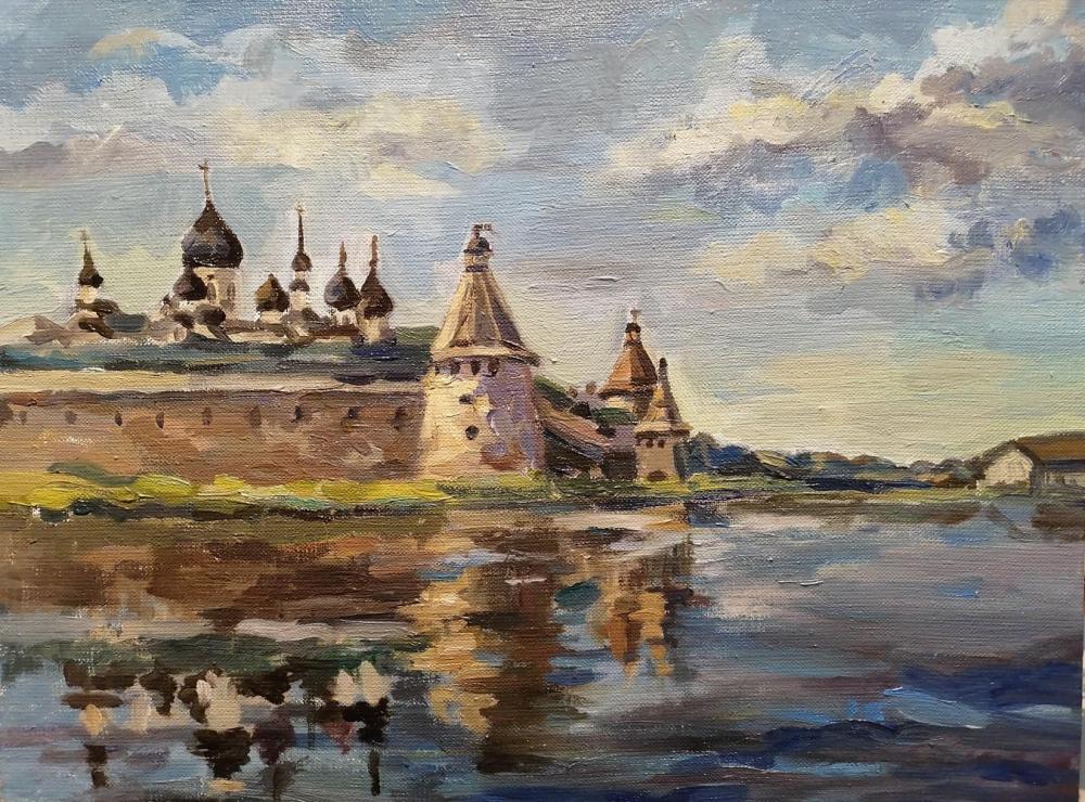 Анна Галахова. Вид на вечерний монастырь со стороны Святого озера