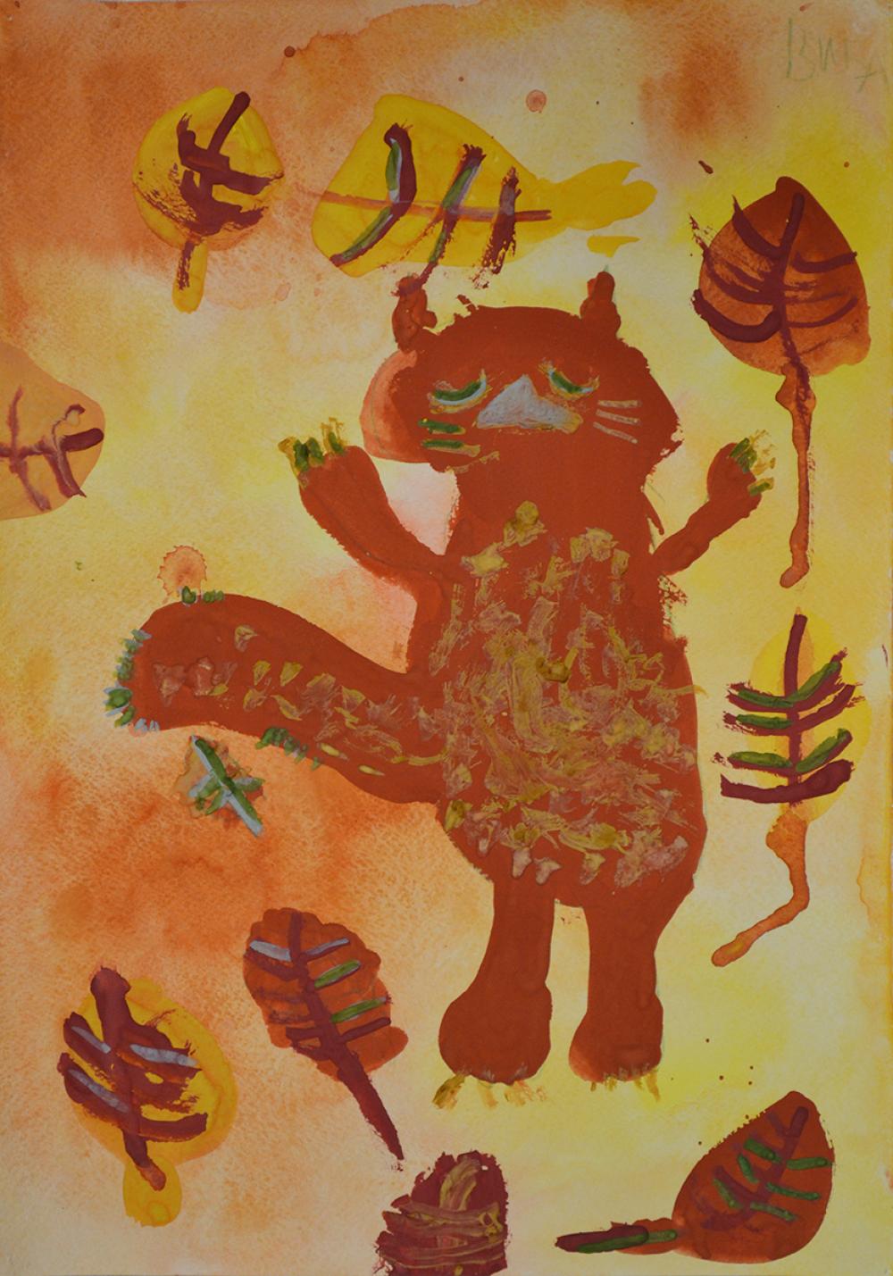 Работа из серии «Осеннее котяро». Лобанова Вика, 6 лет